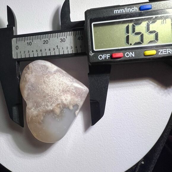 Flower Agate‎ Heart Carving (#15) - Picture 11 of 12